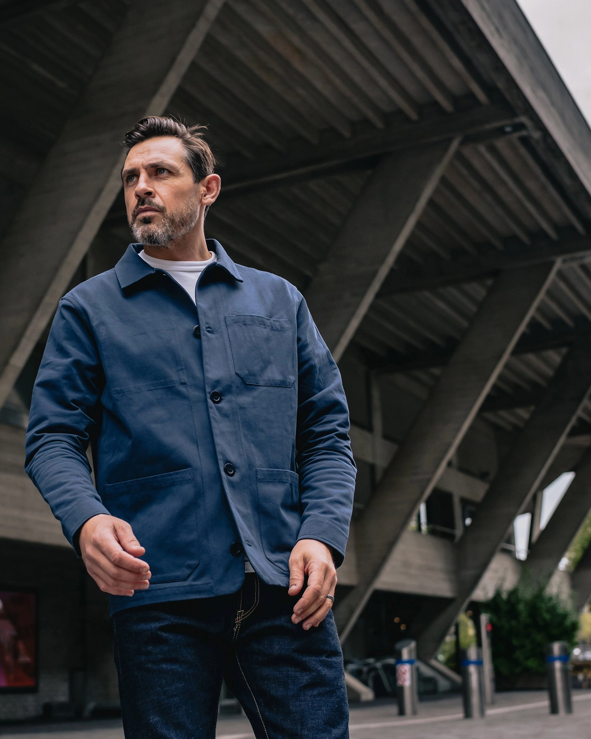 STF 8oz Brushed Twill Chore Jacket - Navy Heavy Duty Buckle