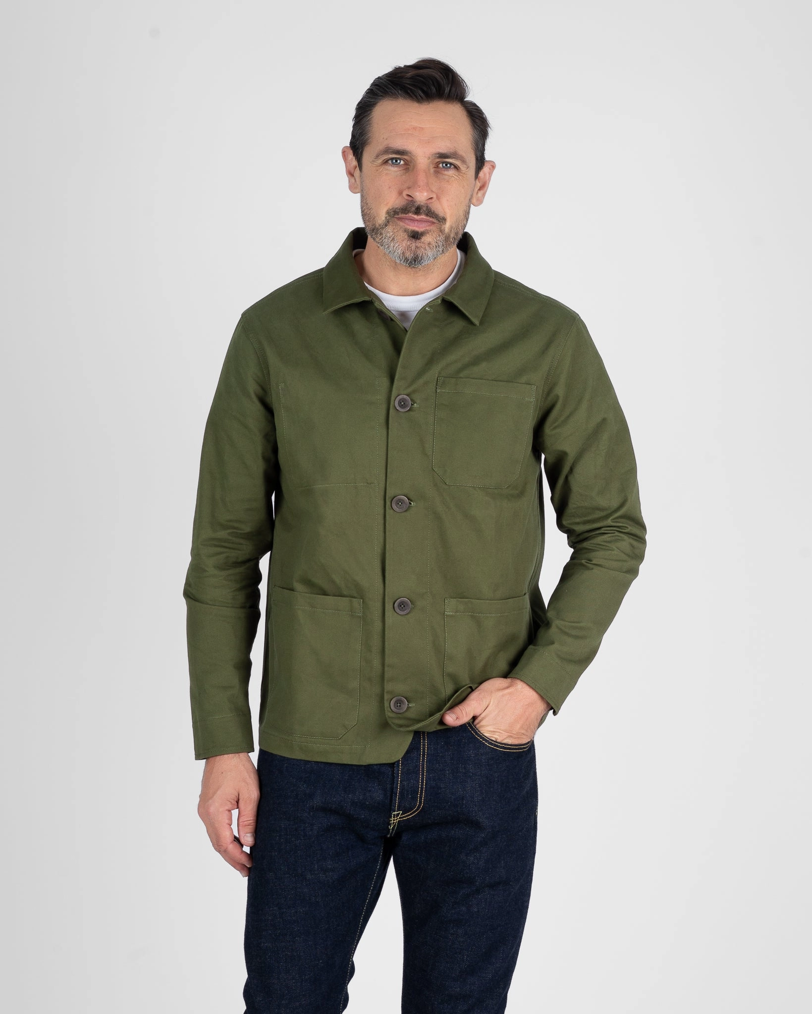 STF 8oz Brushed Twill Chore Jacket - Olive Detachable Components