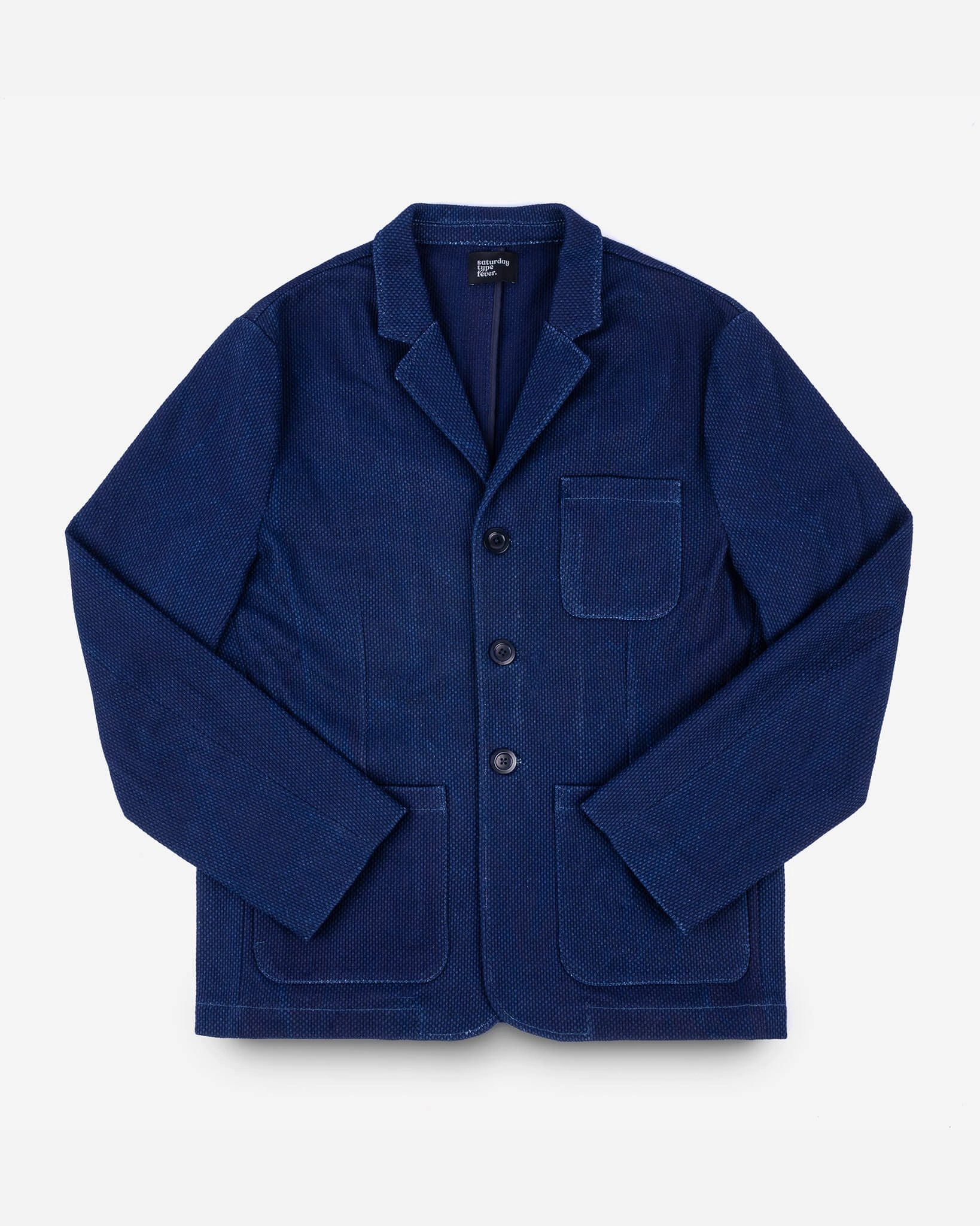 Elastic Hem Adjustment STF Sashiko Blazer - Indigo