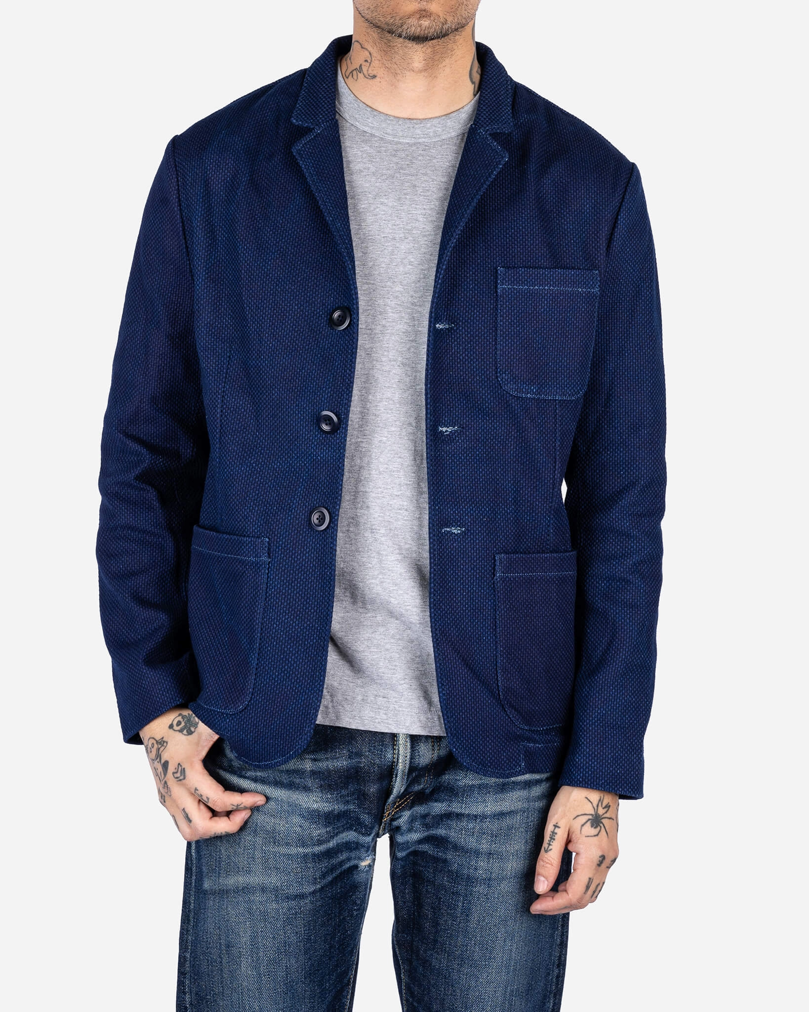 AntiStaticFinish Taped Seam Waterproofing STF Sashiko Blazer - Indigo