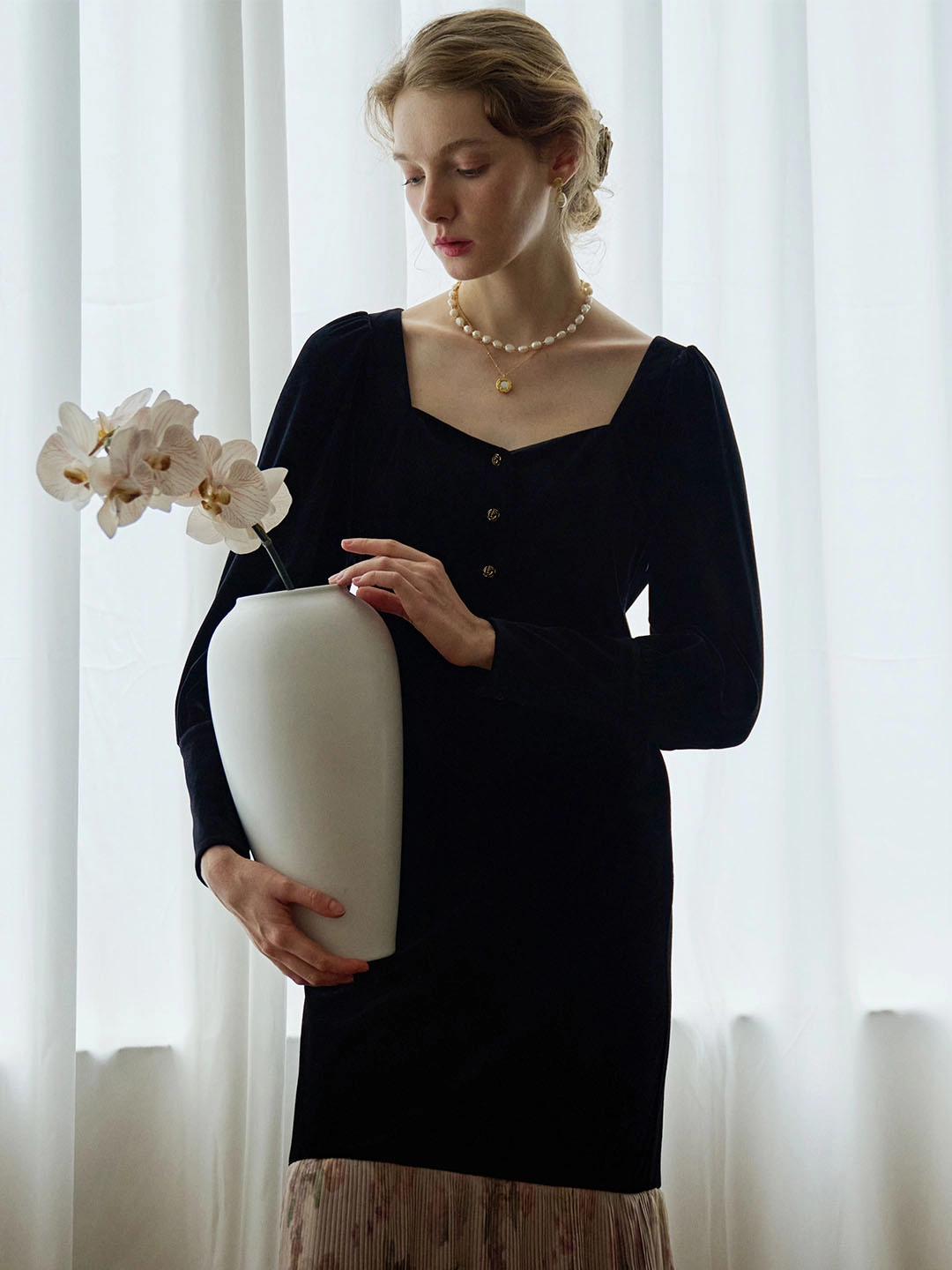 HighDensityWeave AbrasionResistantThread ??Final Sale??Sadie Floral Print Sweetheart Neck Button Front Dress