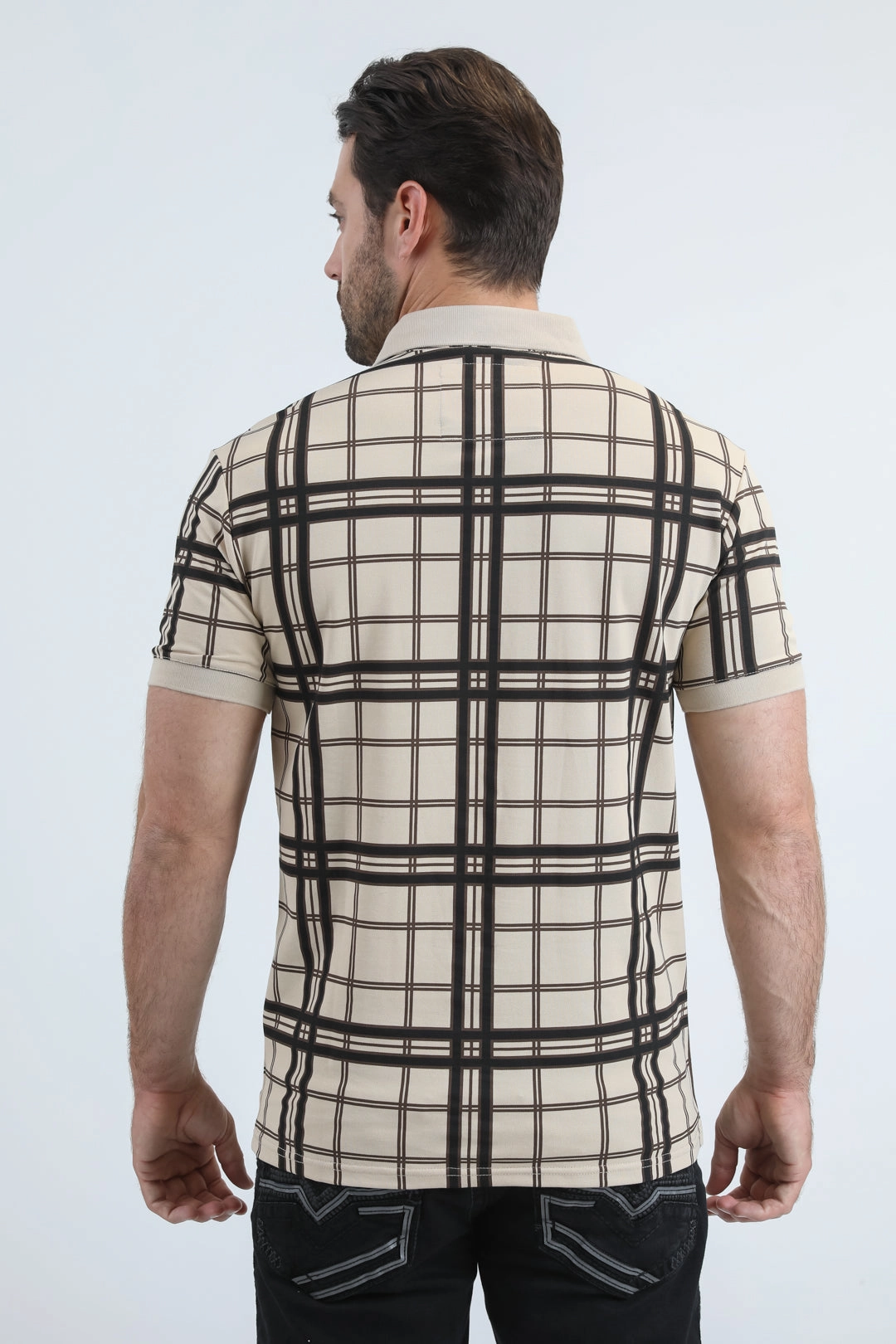 Mens Modern Fit Stretch Cotton Beige Polo Cool Wear