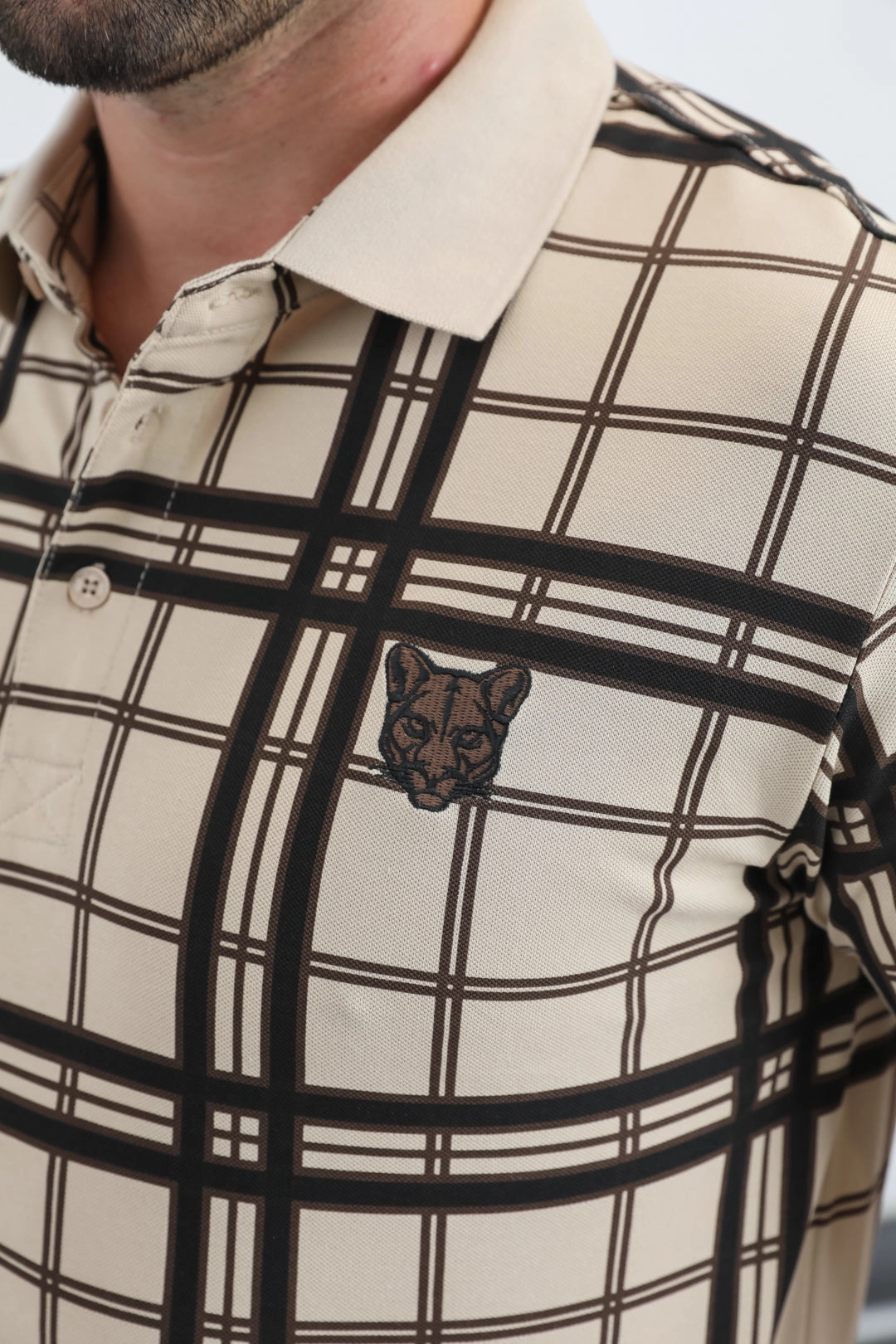 Active Essentials Casual Wearable Mens Modern Fit Stretch Cotton Beige Polo