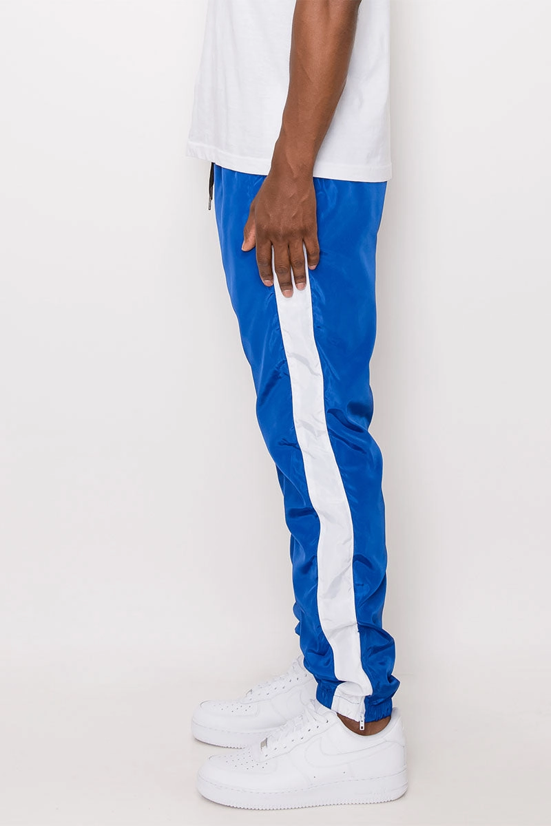 Elegant Skirt Striped Windbreaker Track Pants - Royal Blue/White