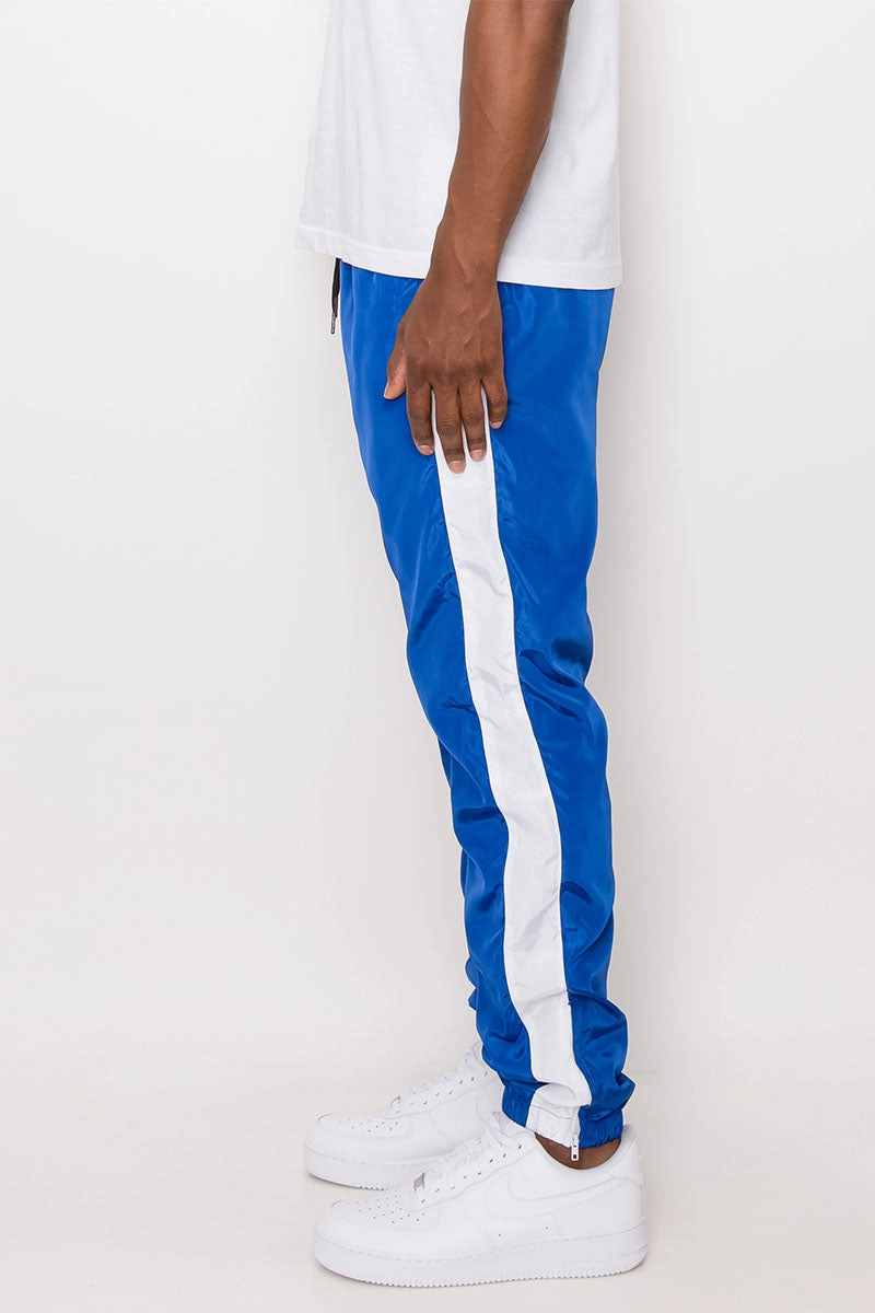 Comfortable Outerwear LowMaintenance Striped Windbreaker Track Pants - Royal Blue/White
