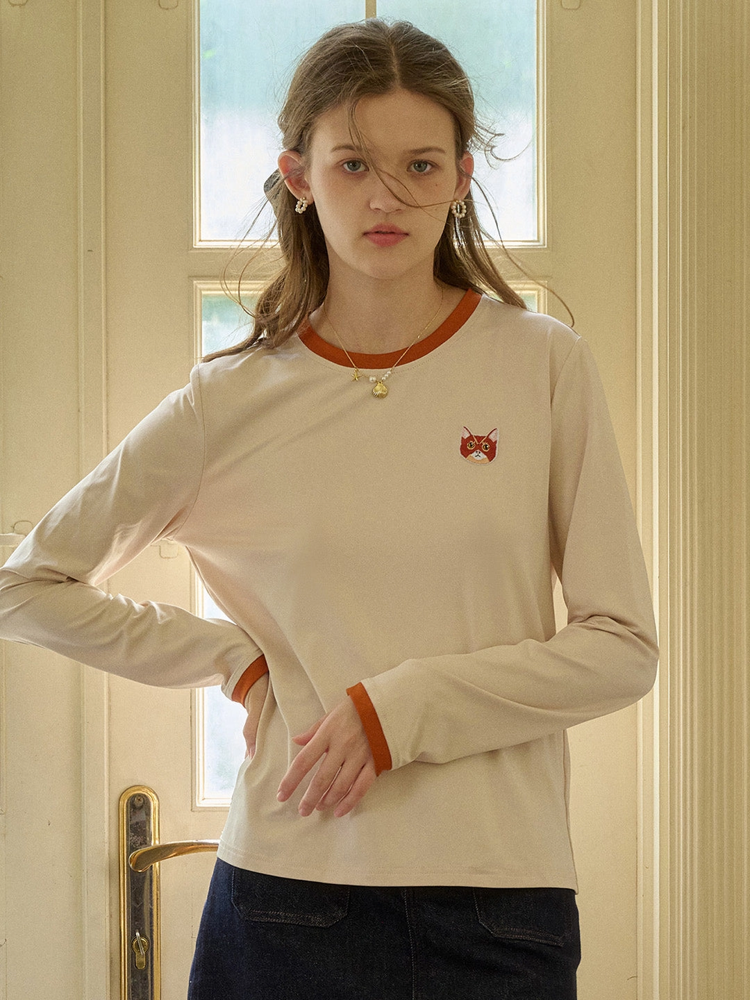 ?? Final Sale??Natalie Custom Knit Color-Block Round Neck T-Shirt AntimicrobialCoating Thick Glow