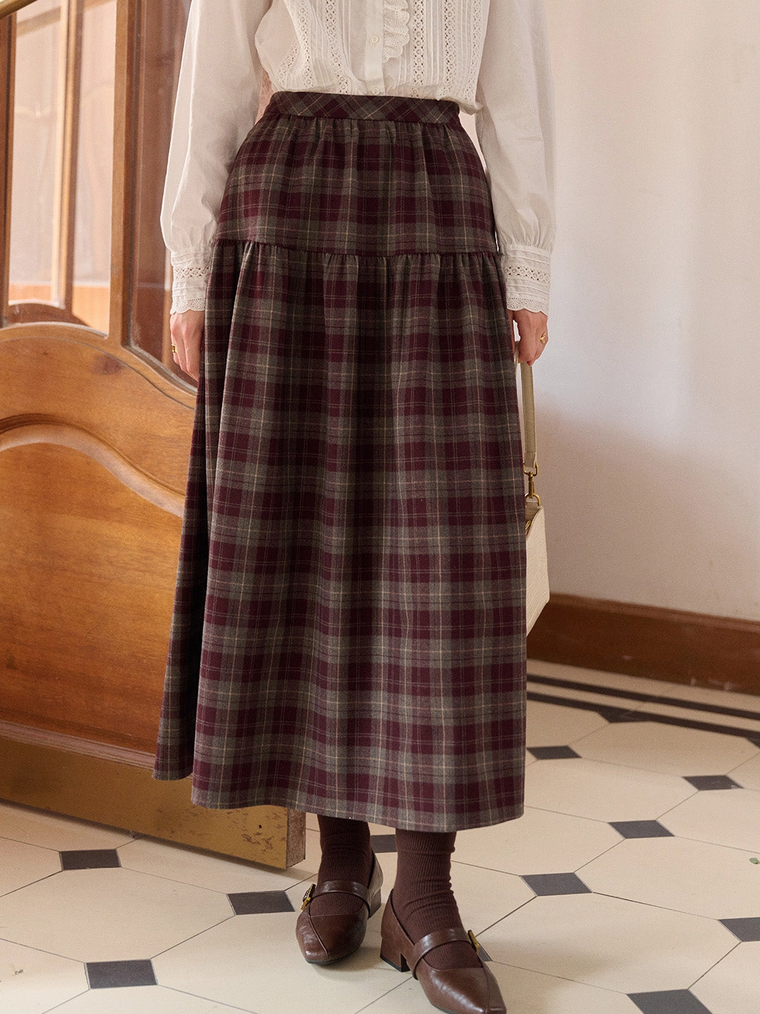 TemperatureRegulation Low Profile Fasteners Melina A-Line Plaid Skirt