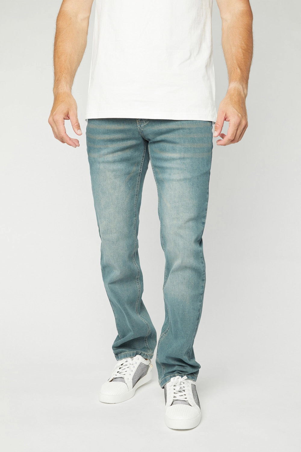 Vintage Inspired Weave Pax Men's Lt Blue Slim Stretch Jeans