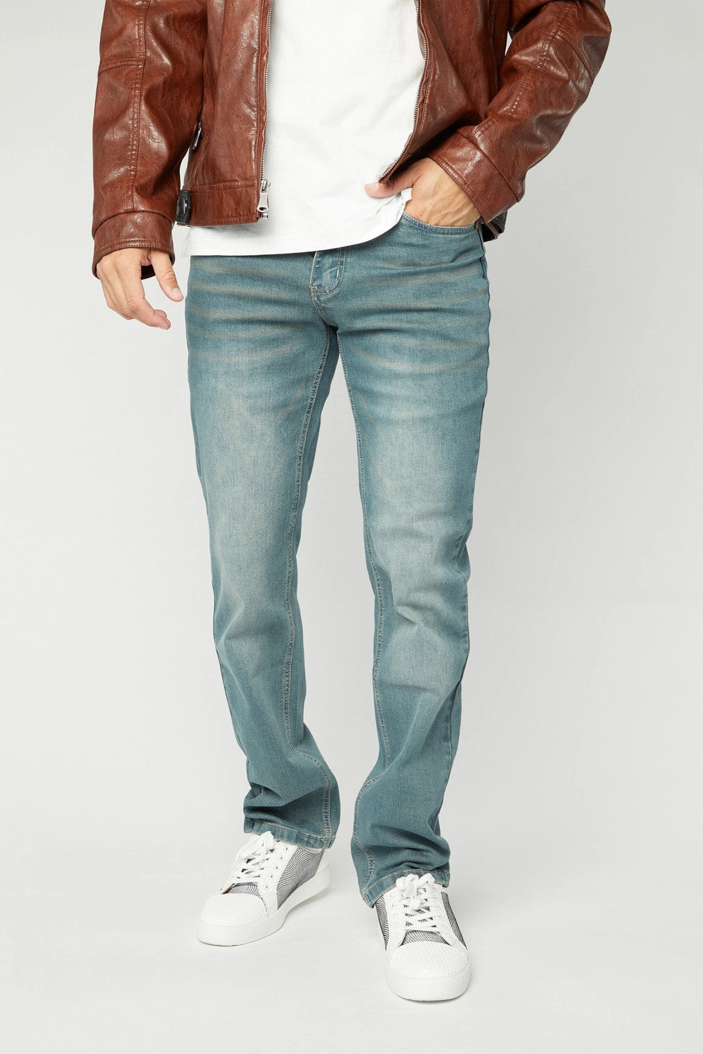 Pax Men's Lt Blue Slim Stretch Jeans Simple Detail Comfy Fit