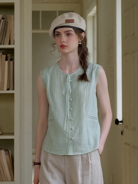 Charm Core Mind Glow Arabella Round Neck Lyocell Sleeveless Blouse