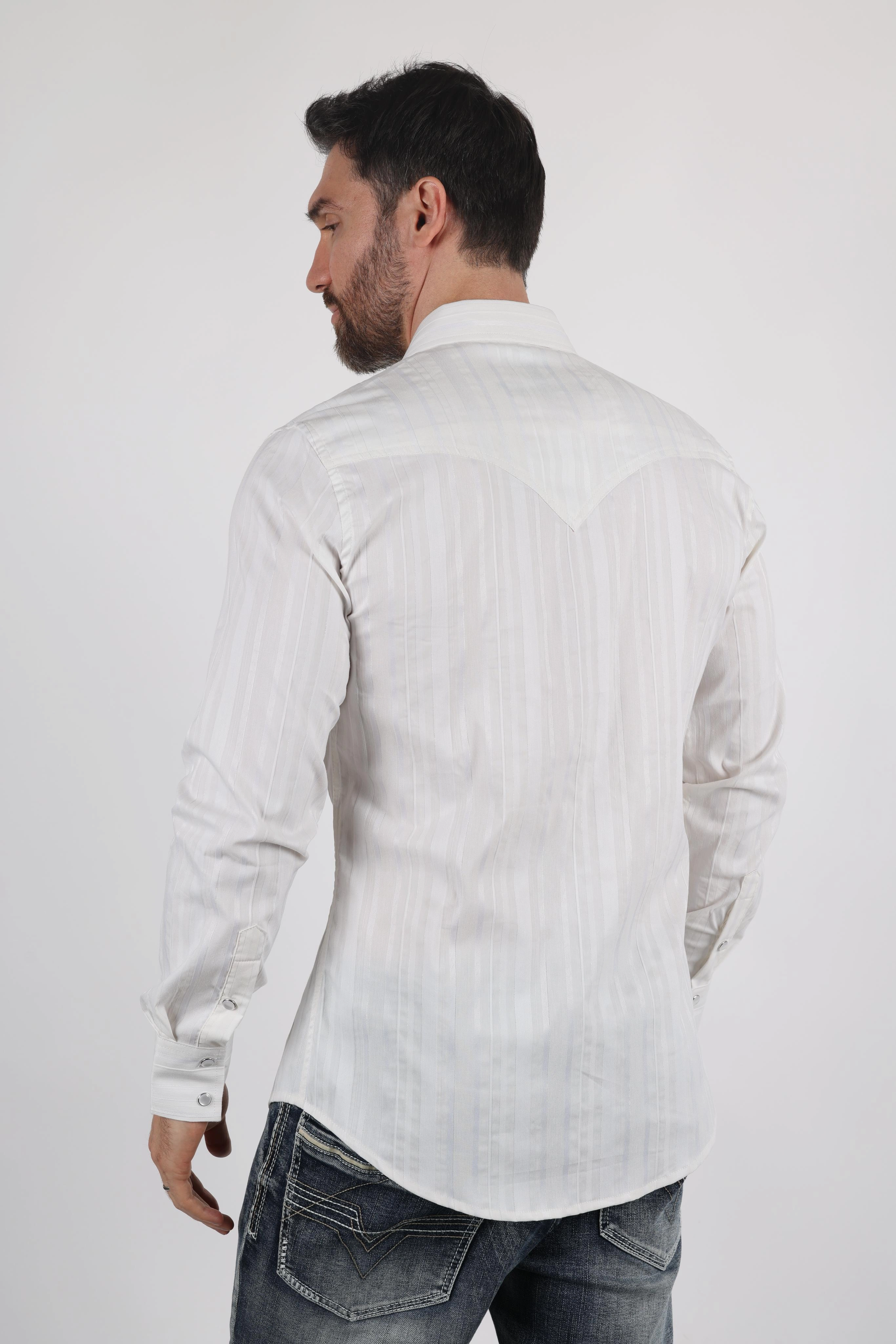 natural fiber Mens Modern Fit Stretch Lurex Western Long Sleeve Shirt