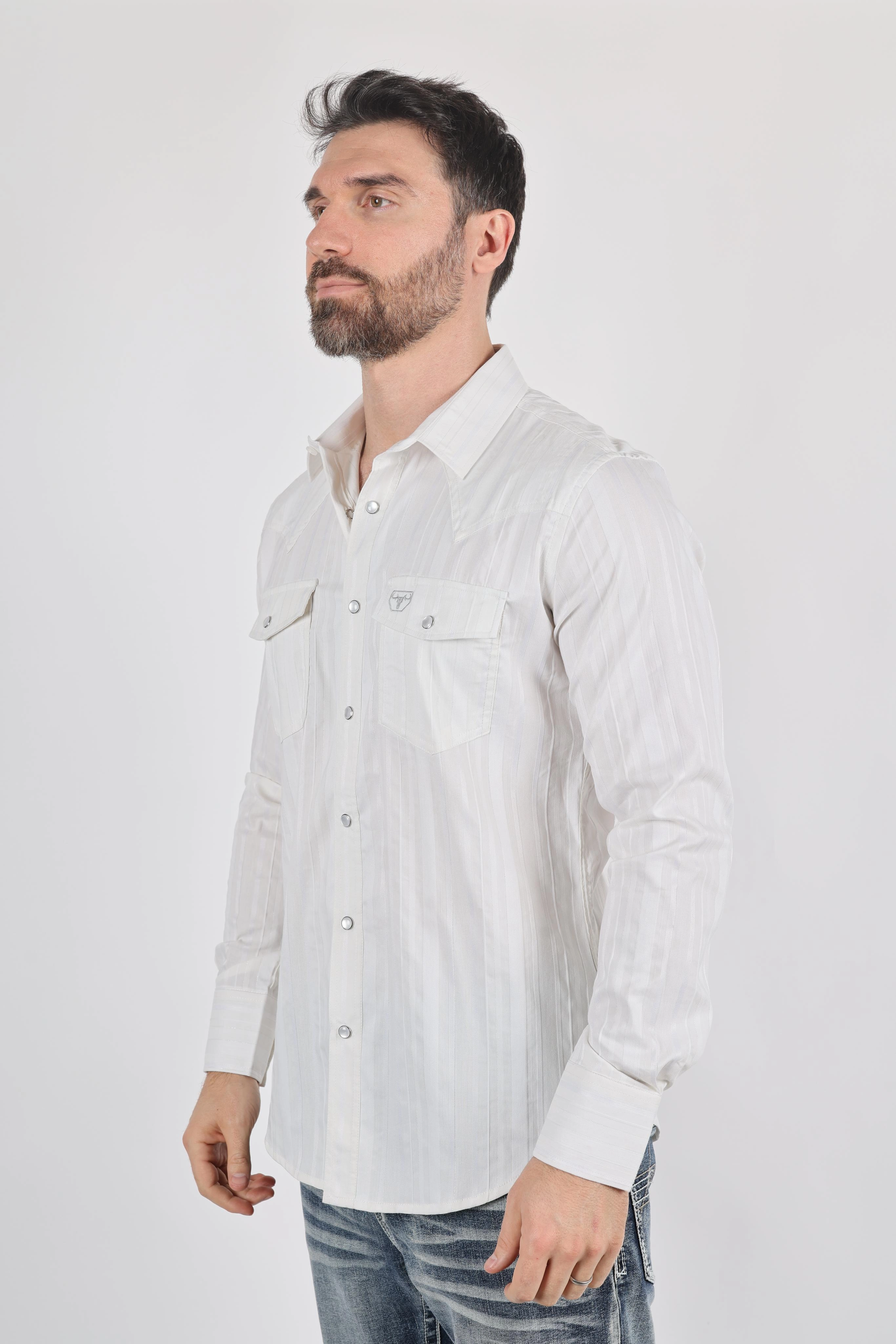 Mens Modern Fit Stretch Lurex Western Long Sleeve Shirt Cocktail Event