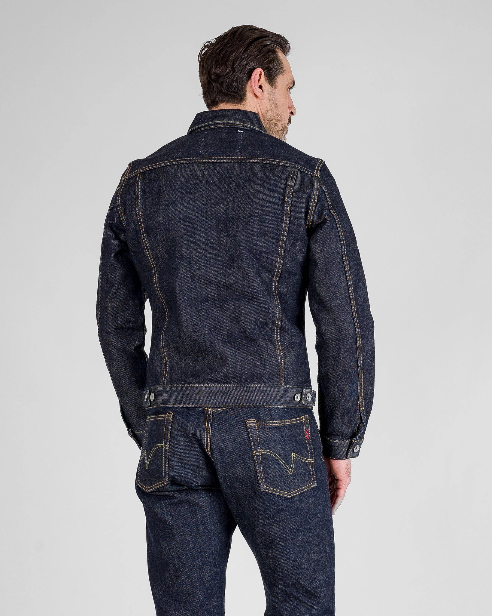 simple design 21oz Selvedge Denim Modified Type III Jacket - Indigo