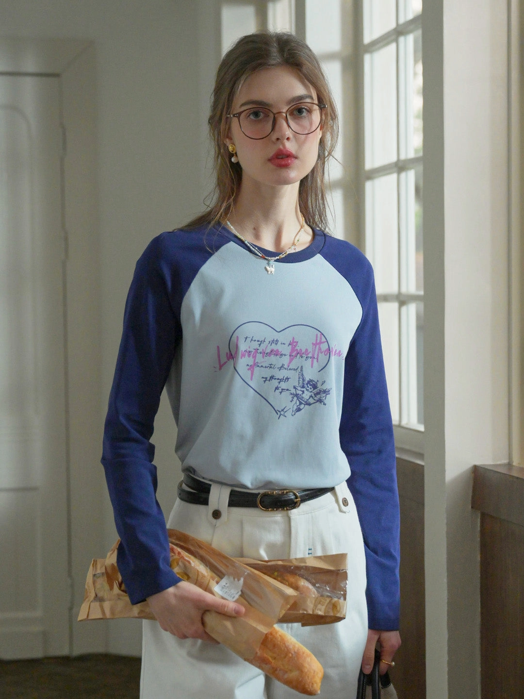 ??Final Sale??Isla Valentine's Day Long Sleeve T-Shirt - Blue Stylish Bottom