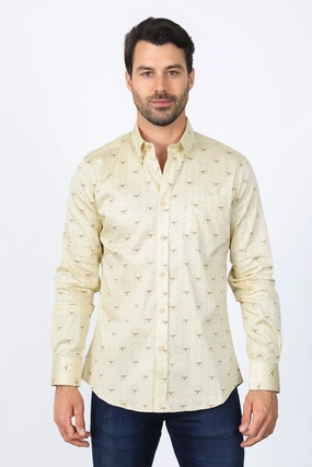 Mens Satin Cotton Modern Fit Beige Long Sleeve Shirt Affordable Luxury