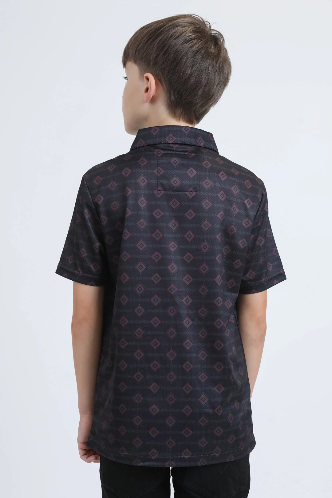 Kids Performance Fabric Modern Fit Stretch Aztec Print Black Polo Cozy Cardigan Functional Jacket