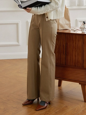 No Fuss Fit Flexible Knee Articulation Teresa Khaki Flared Trousers
