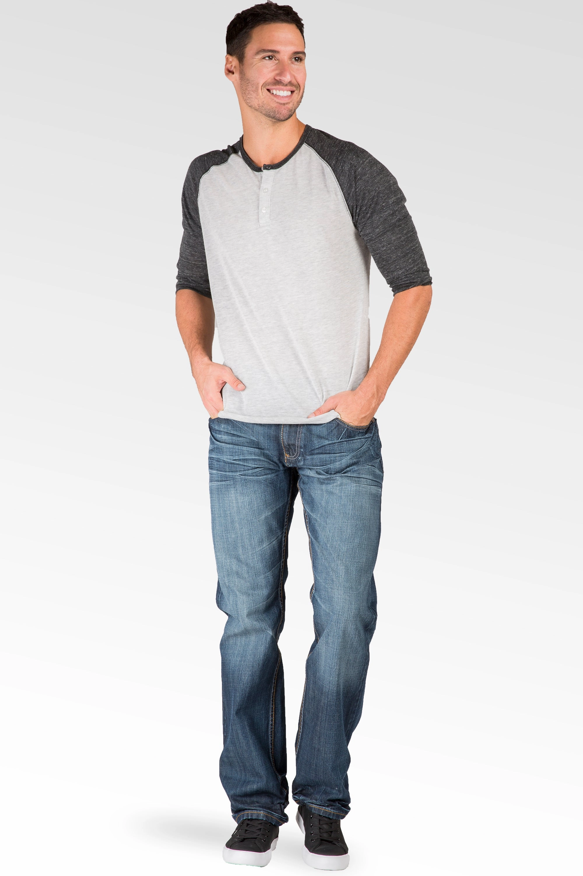 Hand Sanded Blue Relaxed Straight Fit Premium Denim Jeans Whiskering Daily Style