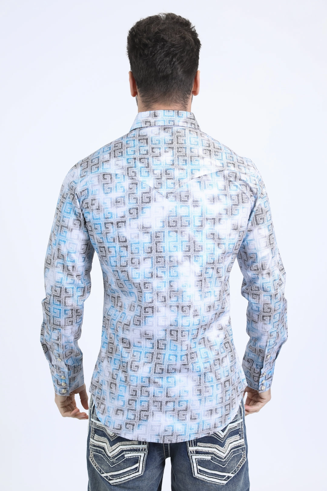 Mens Western Modern Fit Cotton/Spandex Long Sleeve White Shirt with Snaps Active Comfort Everyday Fashion