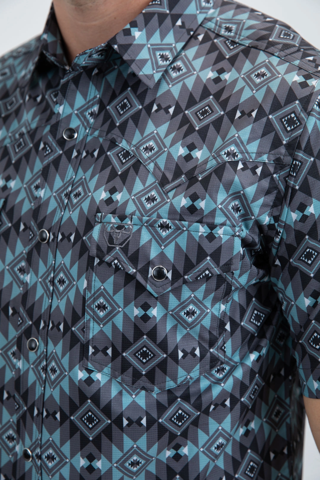 All Purpose Weave Design Men's Performance Western Short Sleeve Black Shirt