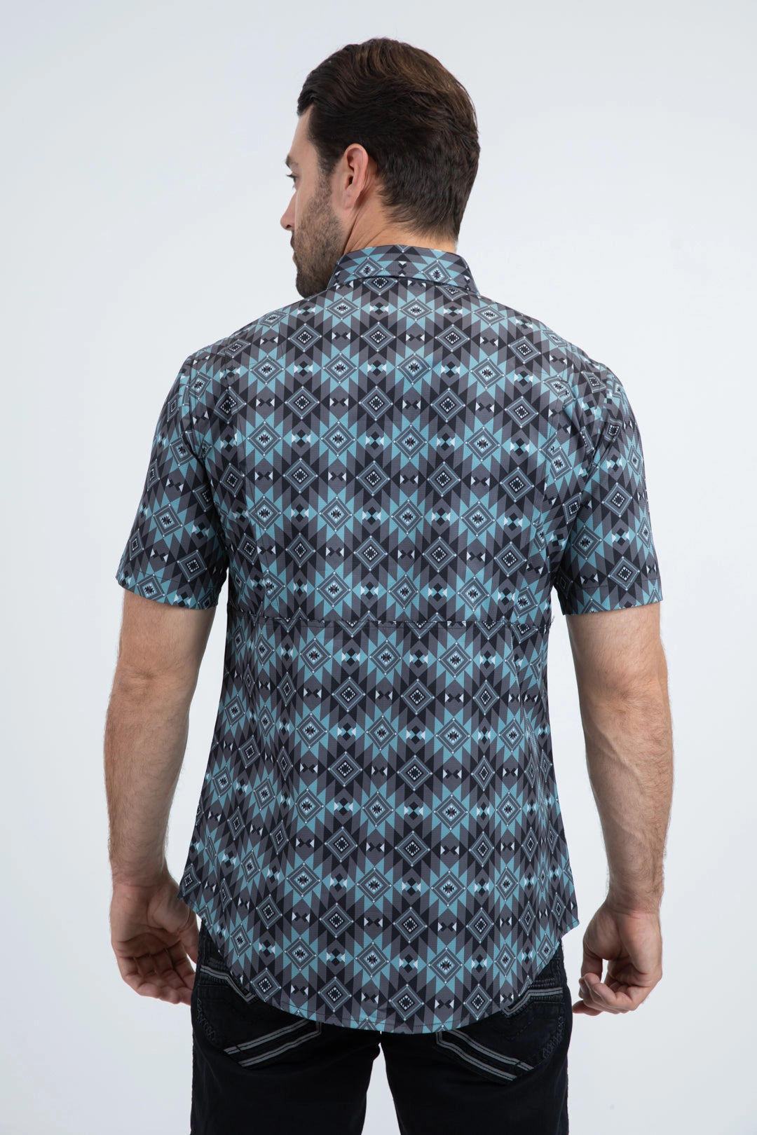 Men's Performance Western Short Sleeve Black Shirt Business casual