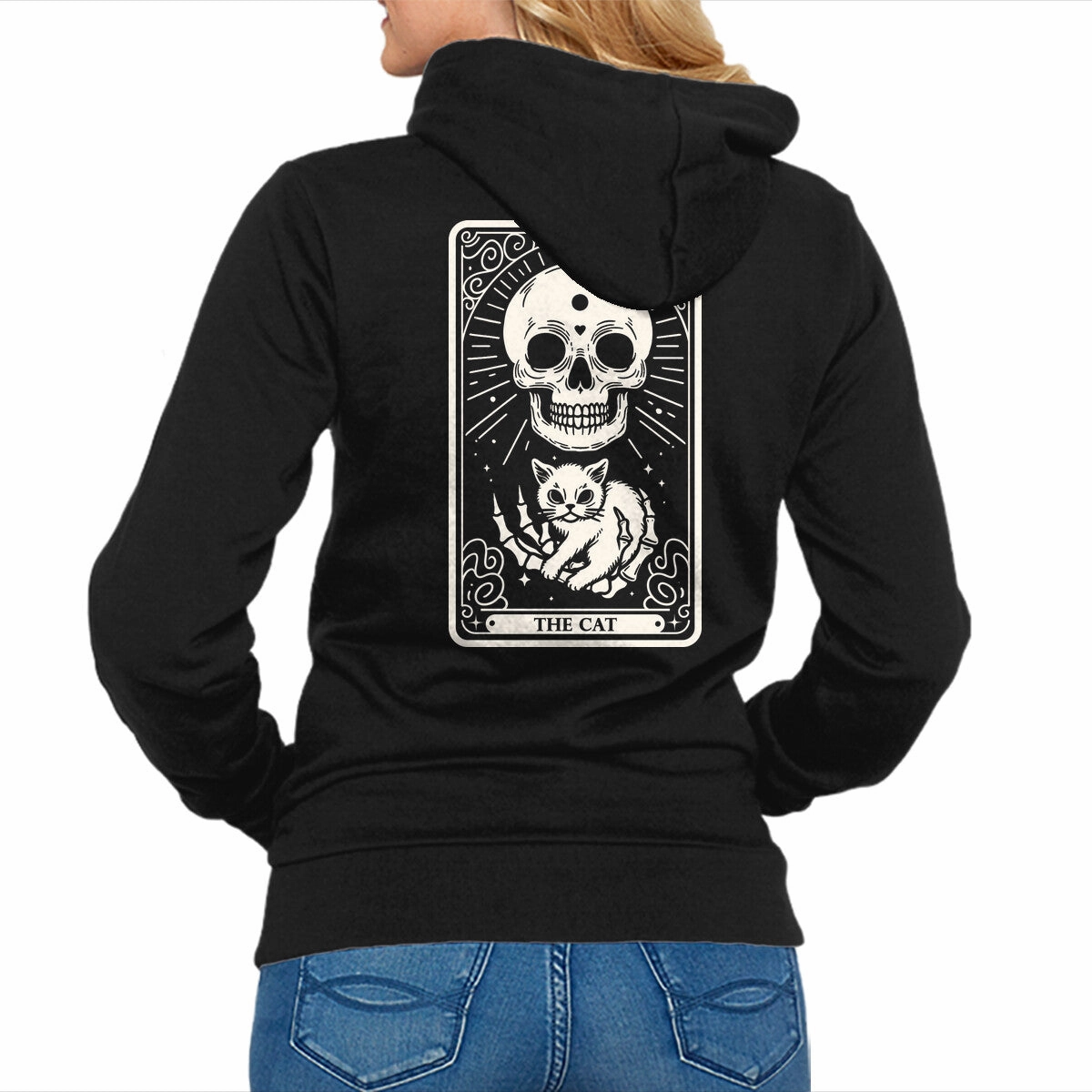 Comfy Streetwear product floral delicacy The Cat Tarot Skull