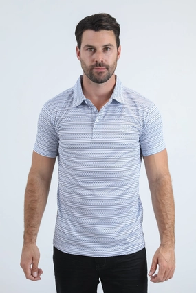 Business Event Mens Performance Fabric Modern Fit Stretch Aztec Print White Polo