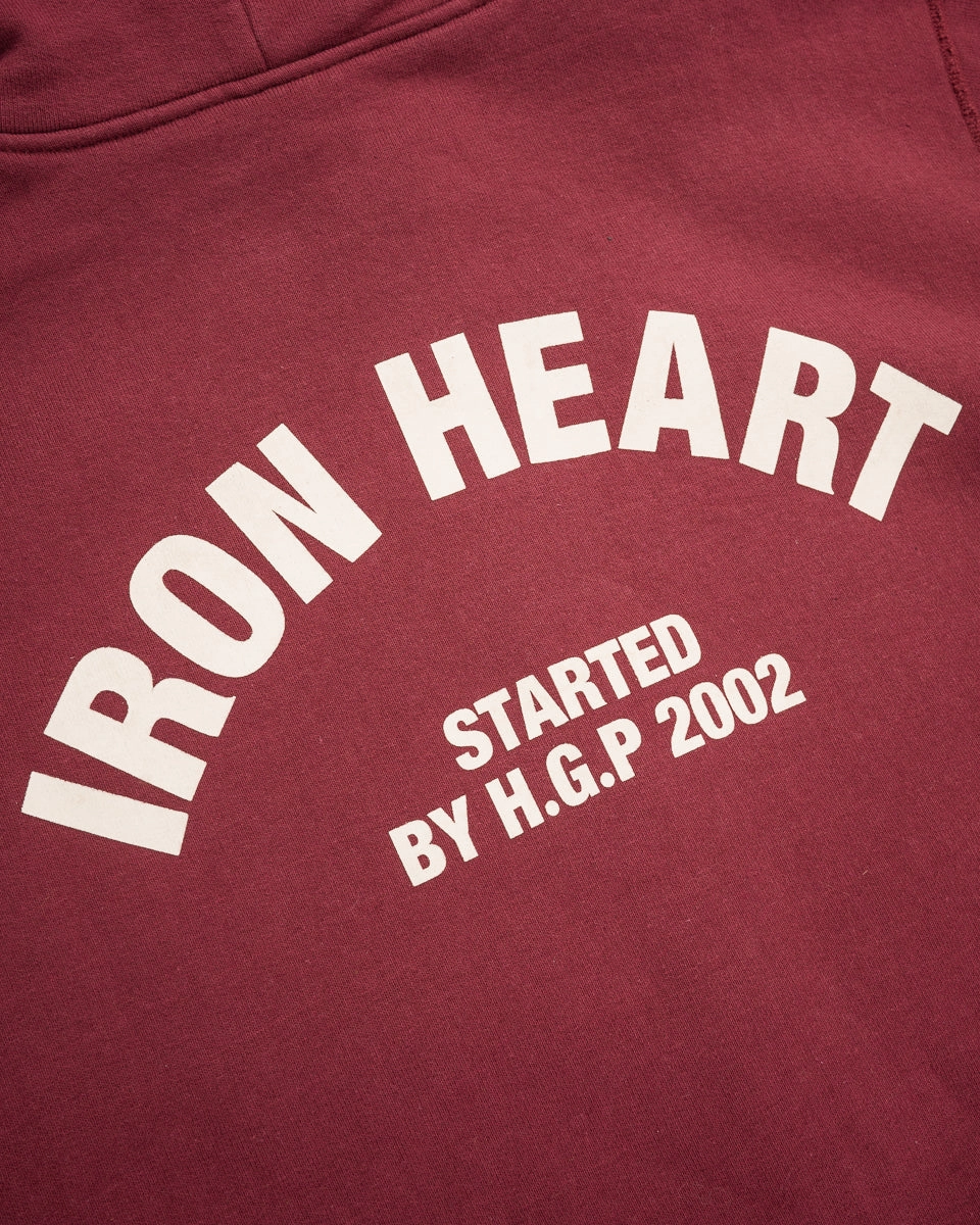 Printed 14oz Ultra Heavyweight Loopwheel Cotton Zippered Hoodie - Burgundy Thermal Insulation