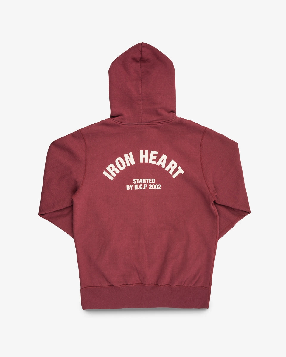 Printed 14oz Ultra Heavyweight Loopwheel Cotton Zippered Hoodie - Burgundy ReinforcedHems Warm Sweater