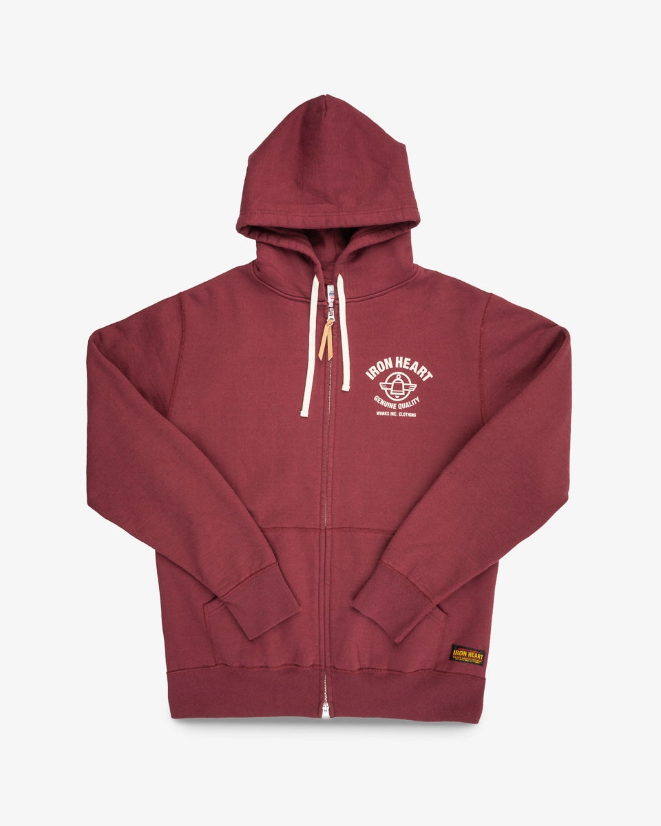 FlexibleCuff Moon Cool Printed 14oz Ultra Heavyweight Loopwheel Cotton Zippered Hoodie - Burgundy
