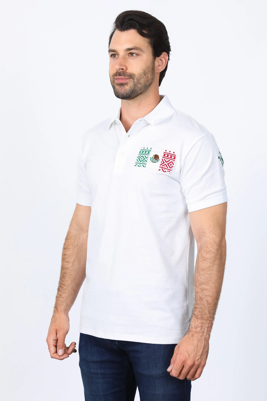 Stylish Choice Mens Modern Fit Stretch MEXICO Embroidery Polo