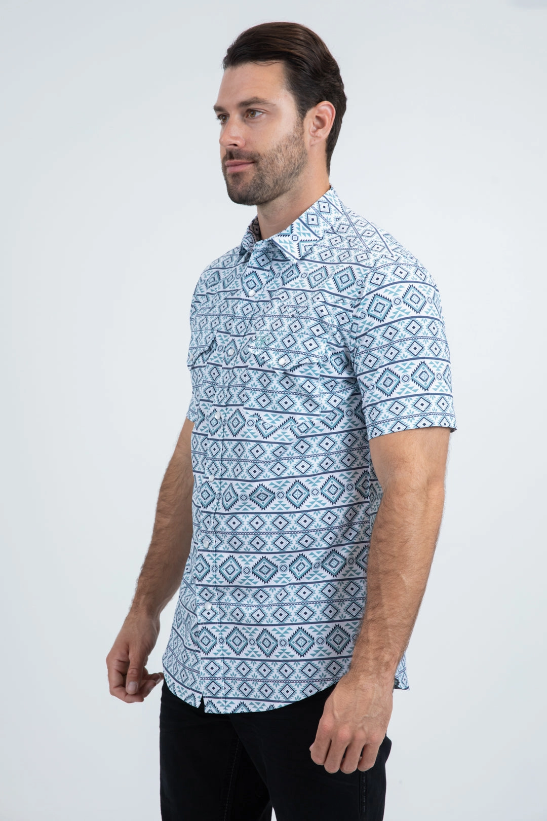 Soft Collar Design Men's Performance Western Short Sleeve White Shirt