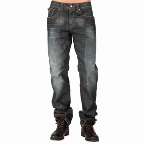 Relaxed Straight Dark Vintage Zip Premium Denim Zip utility Pocket Jeans Hand Sanding Eco-Friendly Material