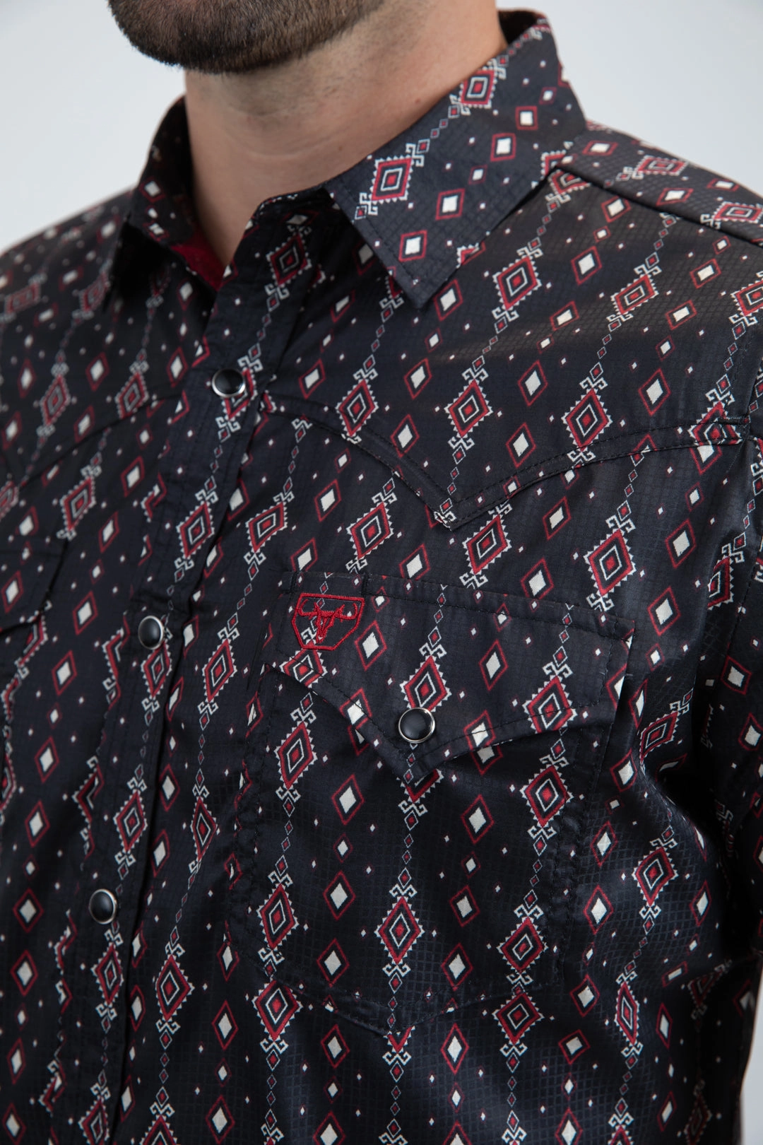 Daytime Look Men's Performance Western Short Sleeve Black Shirt