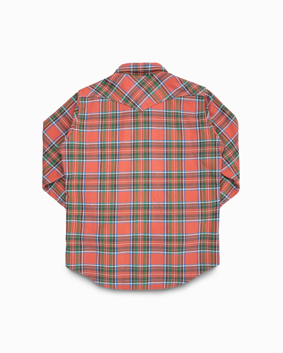 Ultra Heavy Flannel American Check Western Shirt - Red "The Watermelon Man" Nature Glow