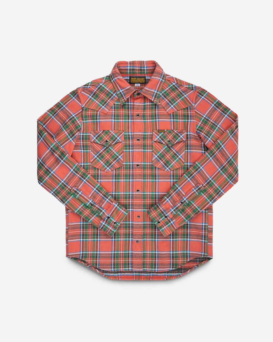 AdjustableWaistband Layered Shirt Ultra Heavy Flannel American Check Western Shirt - Red "The Watermelon Man"