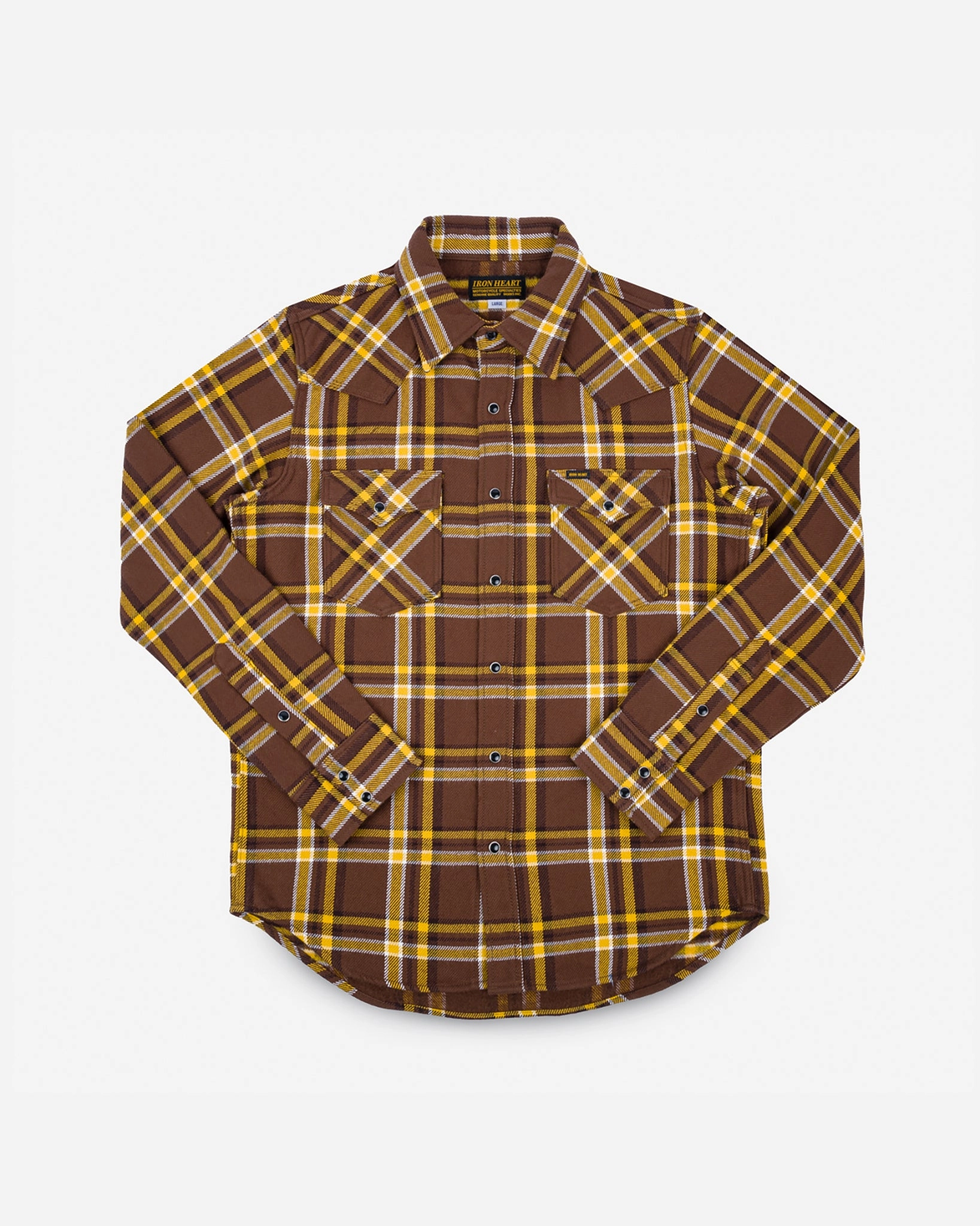 Joy Mood Ultra Heavy Flannel Crazy Check Western Shirt - Brown
