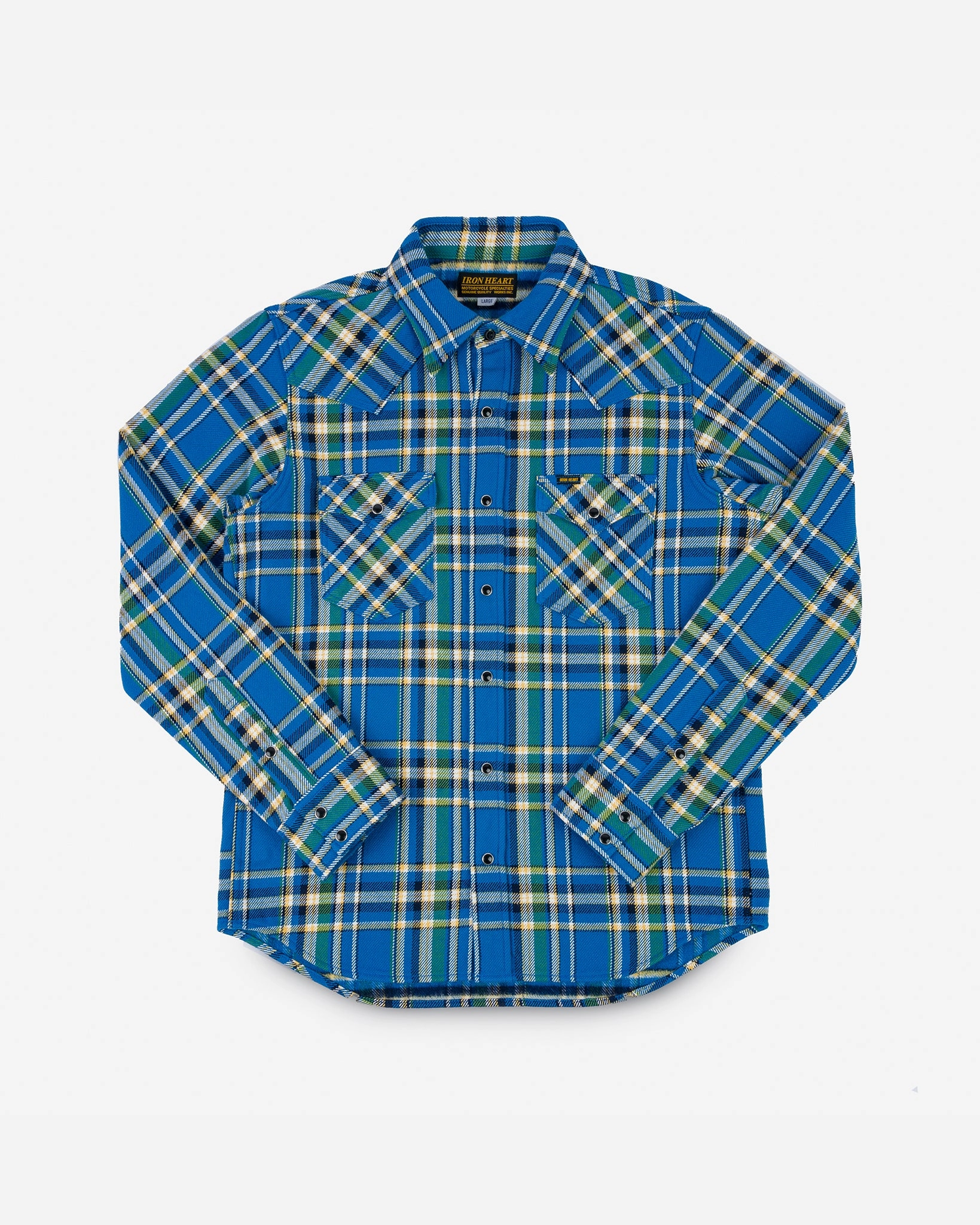 Ultra Heavy Flannel Tartan Check Western Shirt - Blue Craft Edge