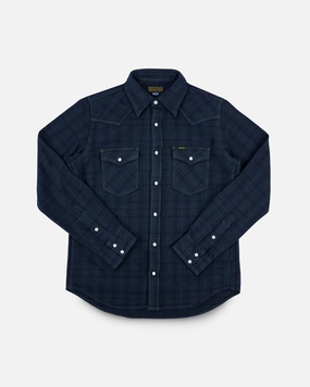 DoubleLayered Structure Game Day Ultra Heavy Flannel Tartan Check Western Shirt - Green Overdyed Black