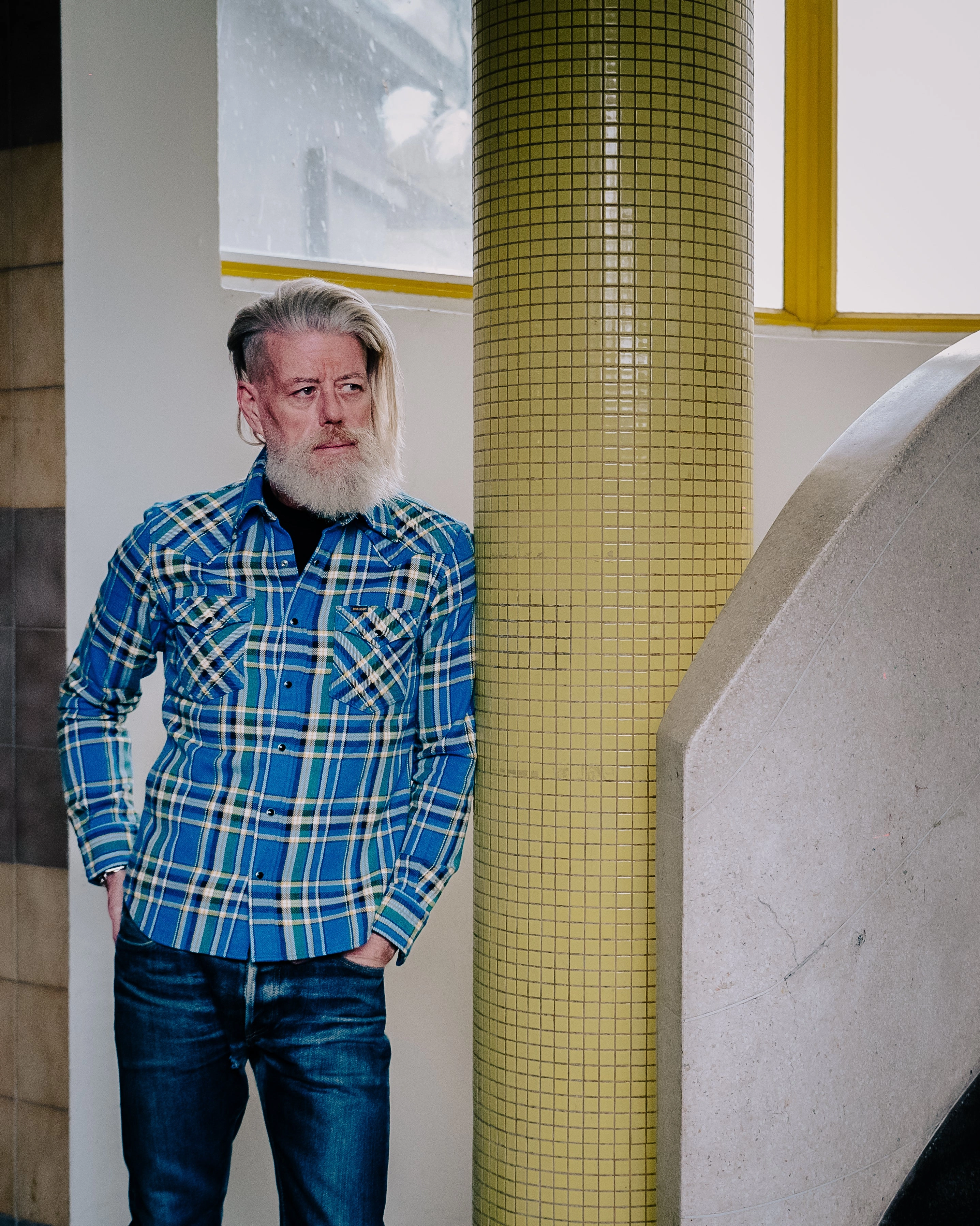 Ultra Heavy Flannel Tartan Check Work Shirt - Blue Fashionable Vest