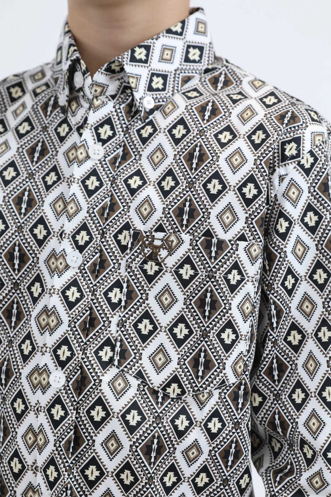 Trendy Layer Everyday Layer Kid's Cotton Monogram Digital Print White Dress Shirt