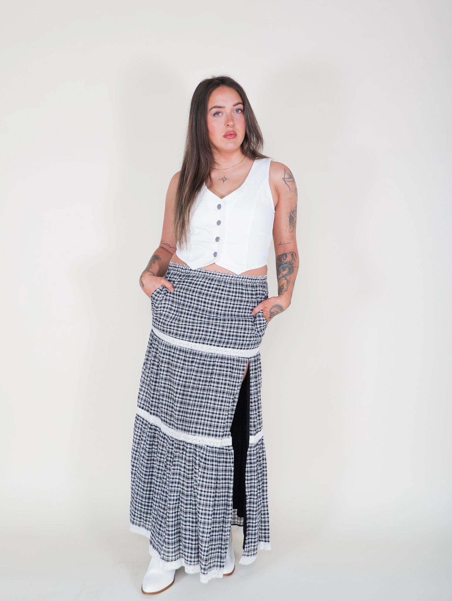 Natalie Checkered Skirt Mood Outfitboard Stylish Finish