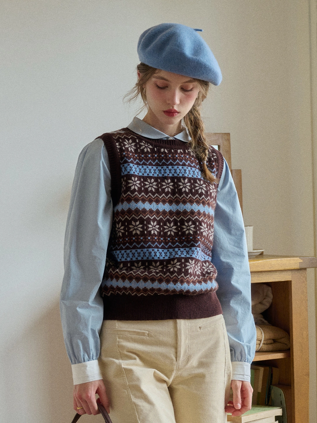 Iyla Round Neck Fair Isle Vest Winter Fit Multi-Purpose Wear