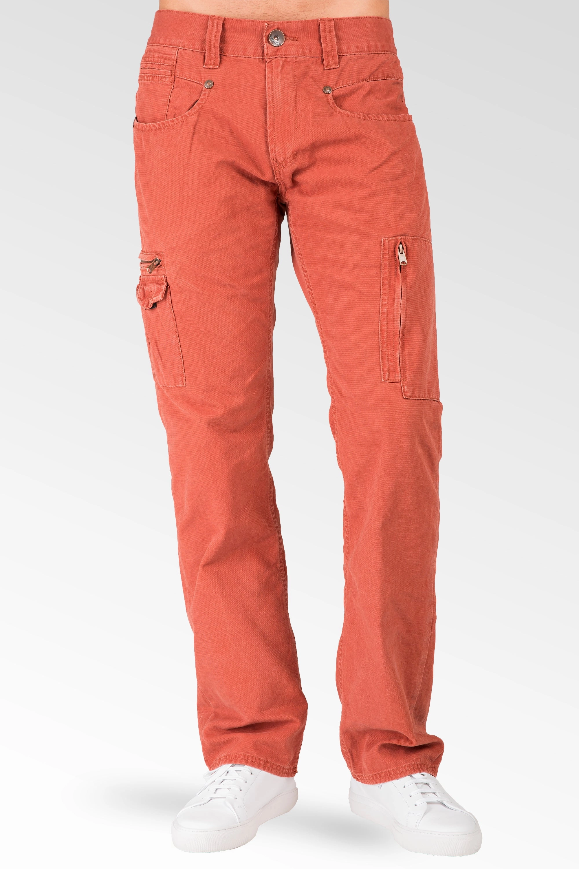 Cool Nylon StaticResistantLining Level 7 Men's BBQ Red Midrise Relaxed Fit Canvas Jeans Utility Cargo Pockets