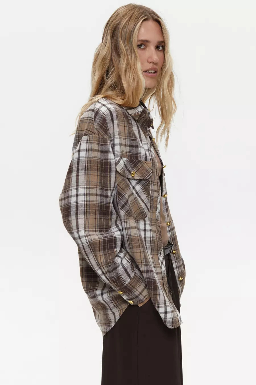 Timeless Appeal Chill Wear Checkered shirt in color brown