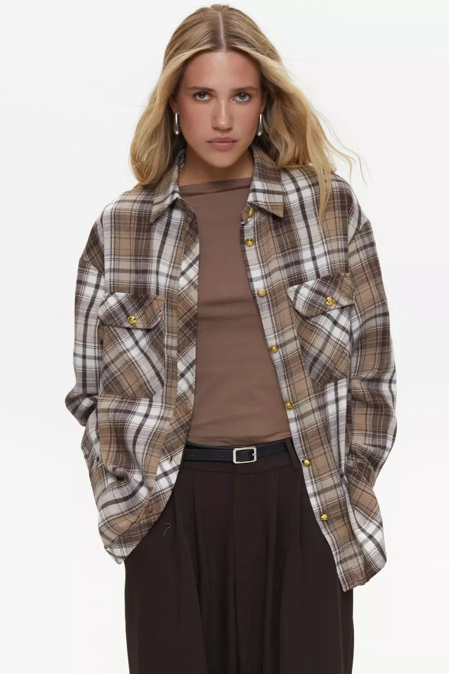 Fall Foliage Checkered shirt in color brown