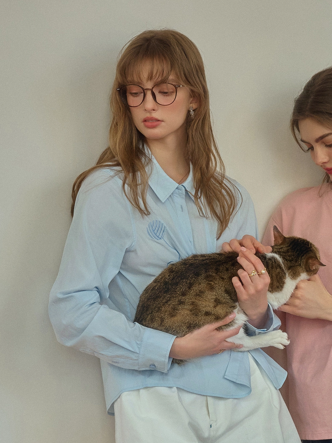 ??Final Sale??Keira Lapel Embroidery Shirt - Blue QuickPackable Design