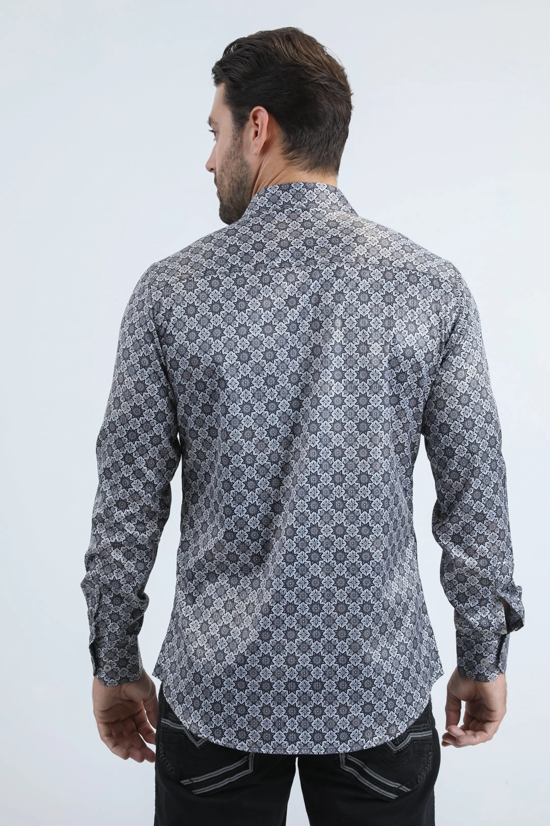 Everyday Wear Snug feel Mens Modern Fit Stretch Foil Fashion Grey Shirt