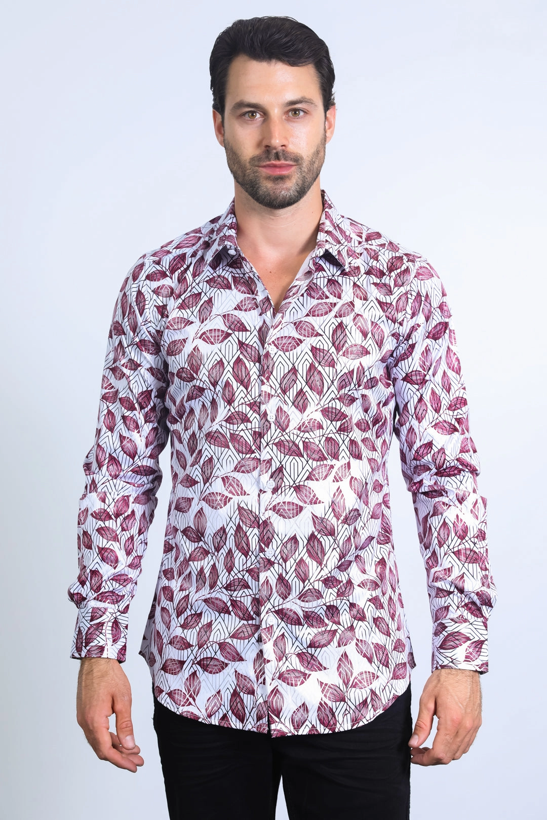 Mens Modern Fit Stretch Foil Fashion White Shirt Comfy Wear Outdoor Adventure