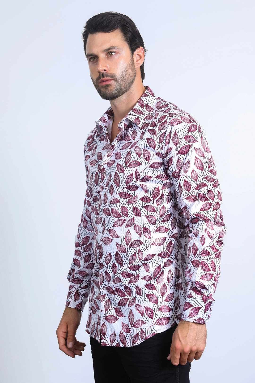 Mens Modern Fit Stretch Foil Fashion White Shirt Breathable fabric Structured Collar